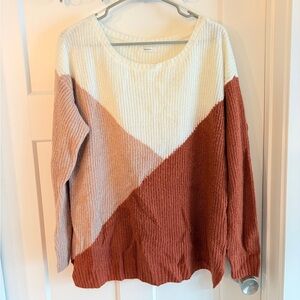 Maurices Tri-Tone Sweater in Cream, Tan, and Brown